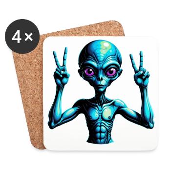 Illustration futuriste du signe de paix extraterrestre - Dessous de verre (lot de 4) - blanc - Devant