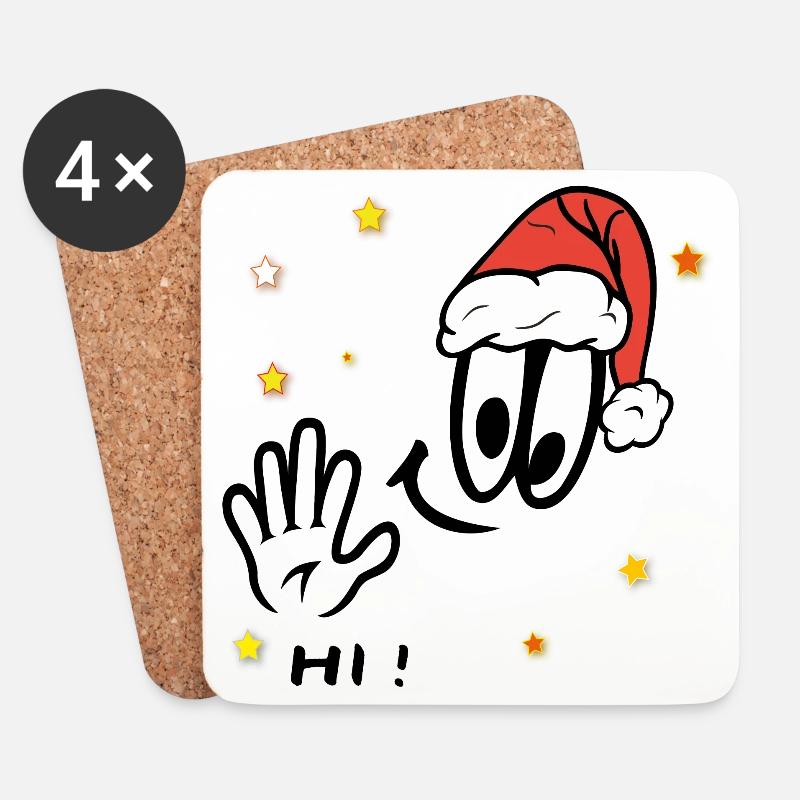 Weihnachtsmann Comic - Untersetzer (4er-Set) - Weiß