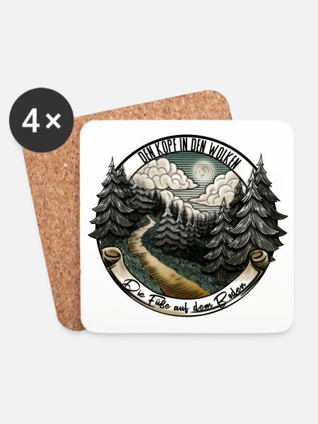 Wanderlust: We follow the path – Nature & Adventure - Coasters (set of 4) - white