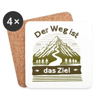 The journey is the goal Hiking Mountains - Coasters (set of 4) - white - Front