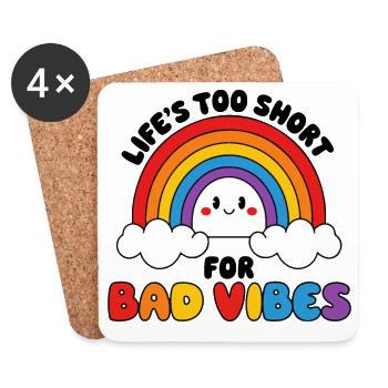 Joyful Rainbow with Cheery Cloud Faces - Coasters (set of 4) - white - Front