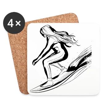 Surfer Mädchen - Untersetzer (4er-Set) - Weiß - Vorne