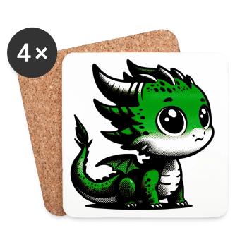 Drache - Untersetzer (4er-Set) - Weiß - Vorne