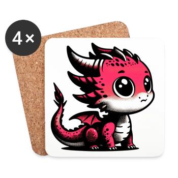 Drache - Untersetzer (4er-Set) - Weiß - Vorne