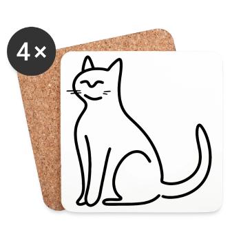 Katze - Untersetzer (4er-Set) - Weiß - Vorne