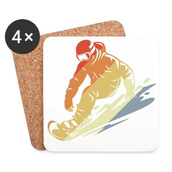Snowboarder Retro Style - Coasters (set of 4) - white - Front