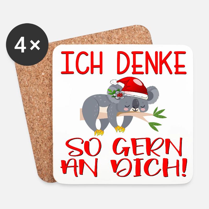 WEIHNACHTEN BEZIEHUNG - ICH DENKE AN DICH - Untersetzer (4er-Set) - Weiß