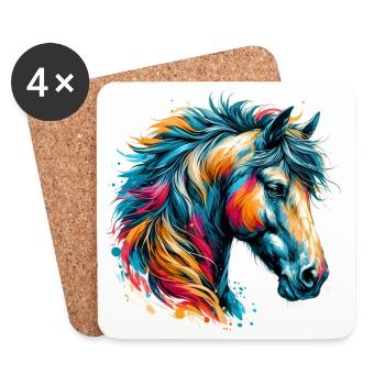 Cheval - Dessous de verre (lot de 4) - blanc - Devant