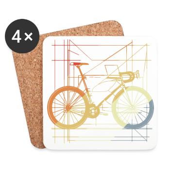Dessin de vélo rétro - Dessous de verre (lot de 4) - blanc - Devant