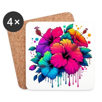 Hibiscus Flowers - Coasters (set of 4) - white - Front