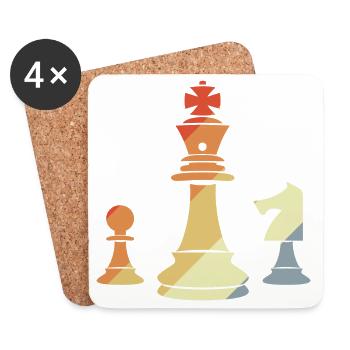 Pièces d’échecs vintage - Dessous de verre (lot de 4) - blanc - Devant