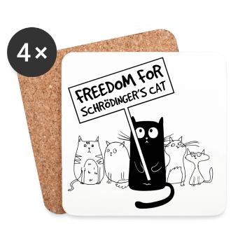 Freiheit für Schrödingers Katze - Lustiger Spruch - Untersetzer (4er-Set) - Weiß - Vorne