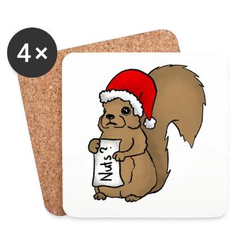 Christmas squirrel - Coasters (set of 4) - white - Front