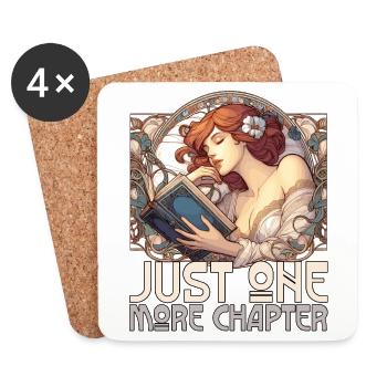 Chapter Book Books Beautiful Woman Reading Gift - Coasters (set of 4) - white - Front