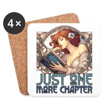 Chapter Book Books Beautiful Woman Reading Gift - Coasters (set of 4) - white - Front