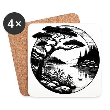 Arbre – La nature en harmonie - Dessous de verre (lot de 4) - blanc - Devant
