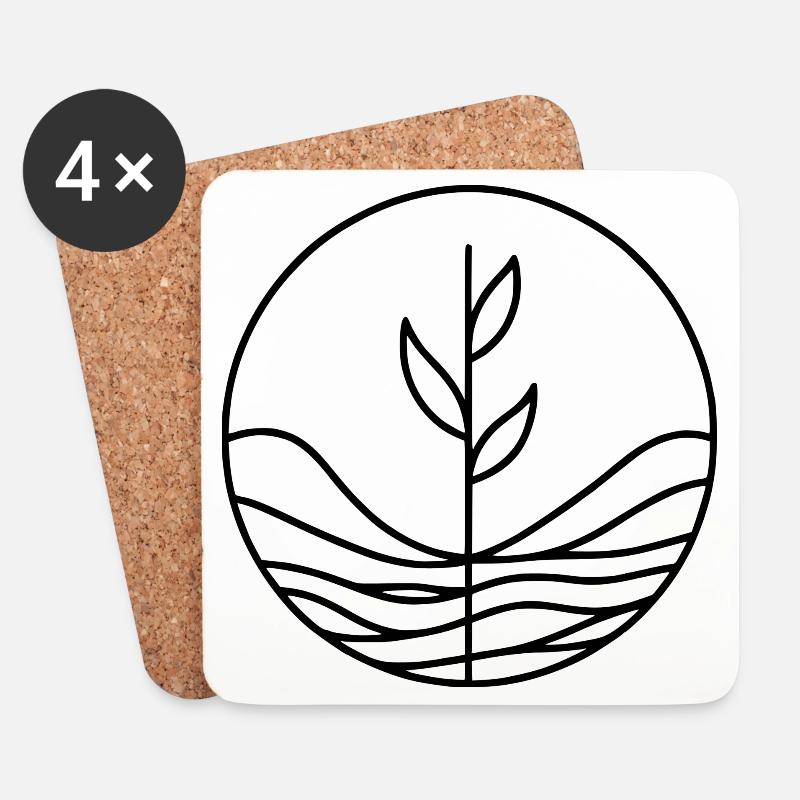 Minimalistisches Pflanzen Design - Untersetzer (4er-Set) - Weiß
