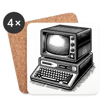 Classic retro PC - Coasters (set of 4) - white - Front
