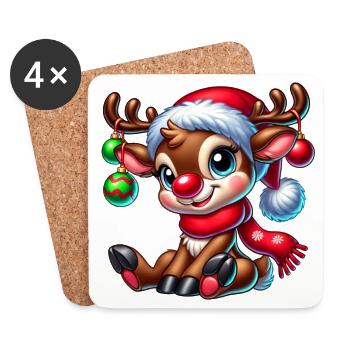 Weihnachts-Rentier - Untersetzer (4er-Set) - Weiß - Vorne