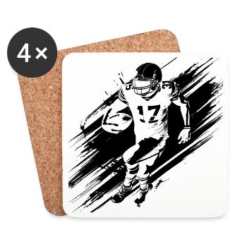 Graffiti de joueur de football - Dessous de verre (lot de 4) - blanc - Devant