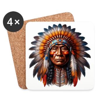 Amérindien Américain - Dessous de verre (lot de 4) - blanc - Devant