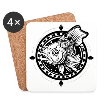 KARPFEN FISCHE - Untersetzer (4er-Set) - Weiß - Vorne