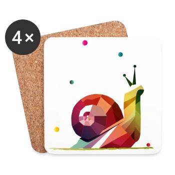 colorful snail in geometric design - Coasters (set of 4) - white - Front