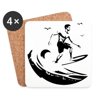 Surfeur - Dessous de verre (lot de 4) - blanc - Devant