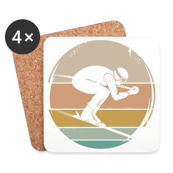 Skier retro downhill winter winter sports icon - Coasters (set of 4) - white - Front