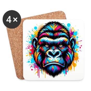 Gorilla - Untersetzer (4er-Set) - Weiß - Vorne