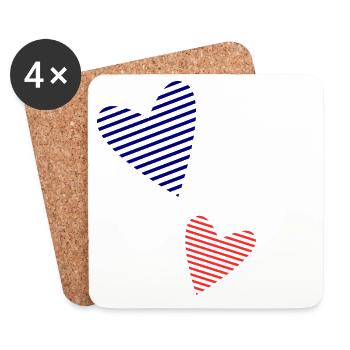COEUR. NOËL. COUPLE. SAINT VALENTIN. JUST MARRIED. - Dessous de verre (lot de 4) - blanc - Devant
