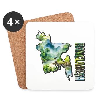 Watercolor Map Bangladesh - Coasters (set of 4) - white - Front