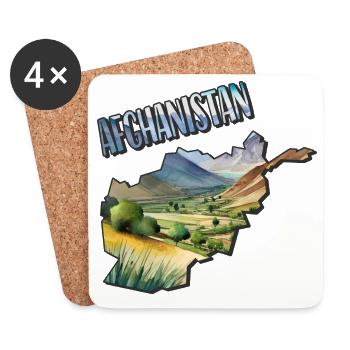 Watercolor Map of Afghanistan - Coasters (set of 4) - white - Front