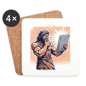 Idée Idée homme des cavernes Pierre Tablette cadeau - Dessous de verre (lot de 4) - blanc - Devant