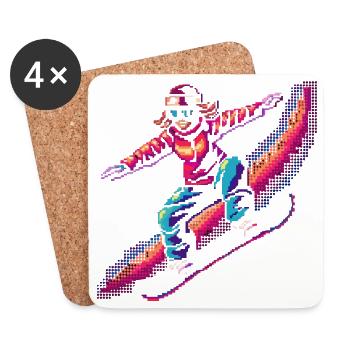 Snowboarding Pixel - Coasters (set of 4) - white - Front