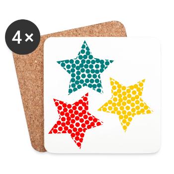 STAR. CHRISTMAS. MERRY CHRISTMAS. MERRY CHRISTMAS - Coasters (set of 4) - white - Front