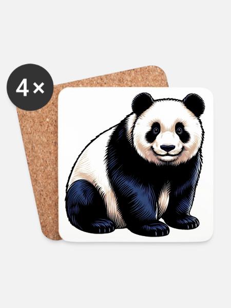 Panda - Untersetzer (4er-Set) - Weiß