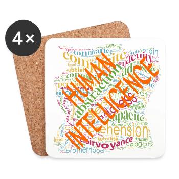 Human Intelligence Cloud - Coasters (set of 4) - white - Front