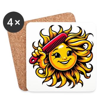 Sonne - Untersetzer (4er-Set) - Weiß - Vorne
