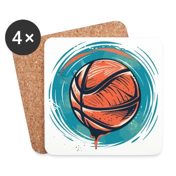 Basketball Ball Drawing - Coasters (set of 4) - white - Front