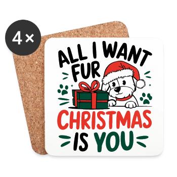 Festliches Welpen-Weihnachtsnachrichten-Design - Untersetzer (4er-Set) - Weiß - Vorne