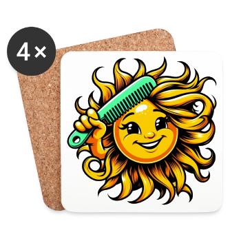 Sonne - Untersetzer (4er-Set) - Weiß - Vorne