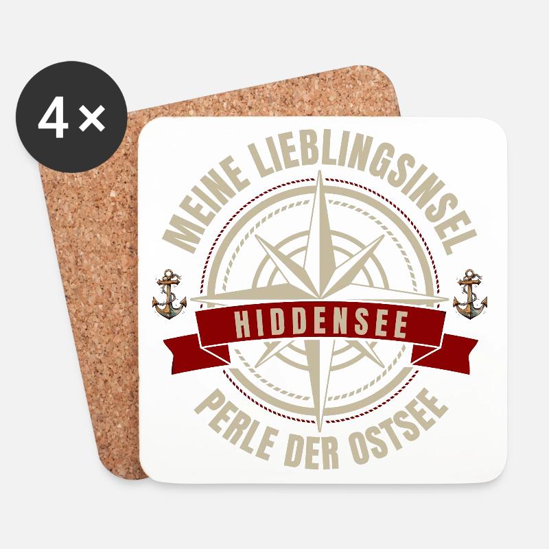 Meine Lieblingsinsel - Hiddensee - Untersetzer (4er-Set) - Weiß