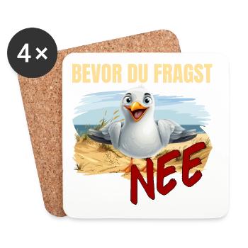 Bevor du fragst - Nee - Untersetzer (4er-Set) - Weiß - Vorne