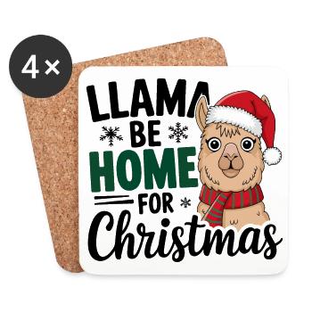Llama Festive Christmas Design - Coasters (set of 4) - white - Front