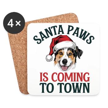 Festive Santa Paws Dog Christmas Design - Coasters (set of 4) - white - Front