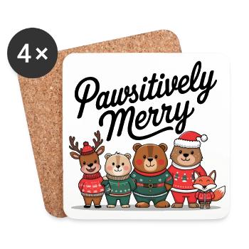 Festive Animal Christmas Crew - Coasters (set of 4) - white - Front
