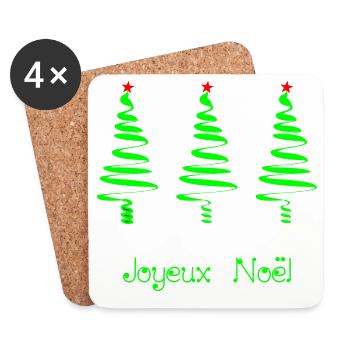 WEIHNACHTEN. FROHE WEIHNACHTEN. FROHE WEIHNACHTEN. TANNE. NATUR. - Untersetzer (4er-Set) - Weiß - Vorne