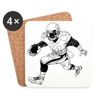 Dessin de footballeur américain - Dessous de verre (lot de 4) - blanc - Devant