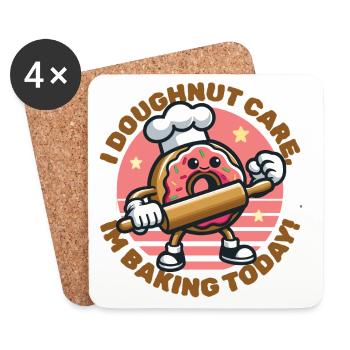 Je prends soin des beignets, je cuisine aujourd’hui - Dessous de verre (lot de 4) - blanc - Devant